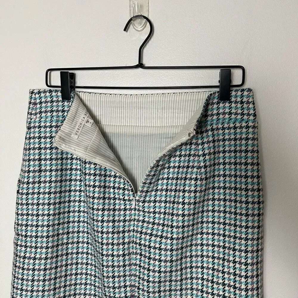 Veronica Beard Arezzo Turquoise Houndstooth Mini Skirt